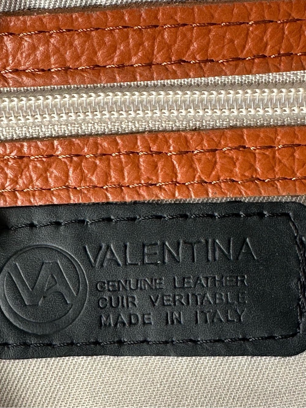 Valentina Orange Cognac Pebbled Leather Crossbody Saddle Bag - Made In Italy - Picture 13 of 16
